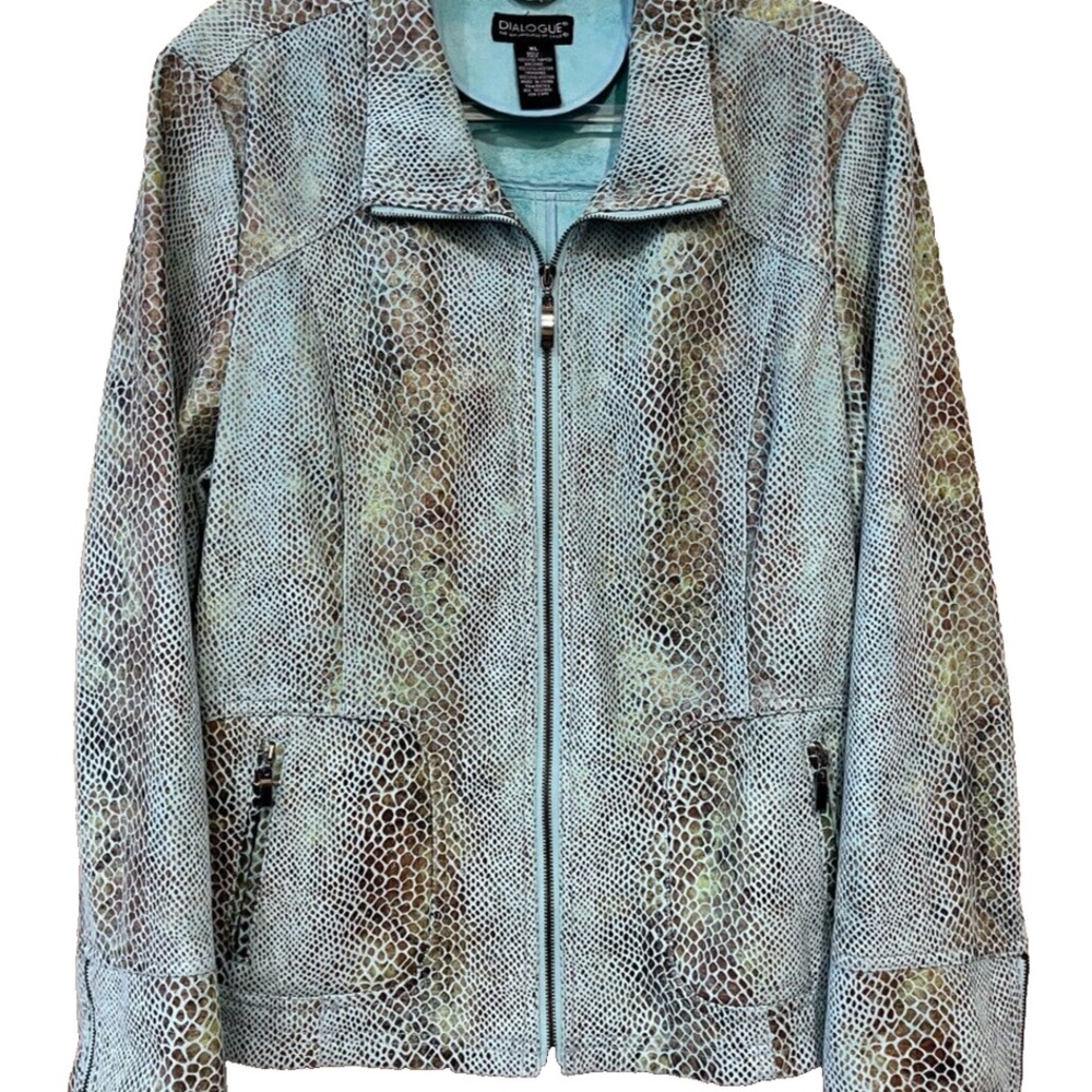 Dialogue Aqua and Brown Snake Print Jacket